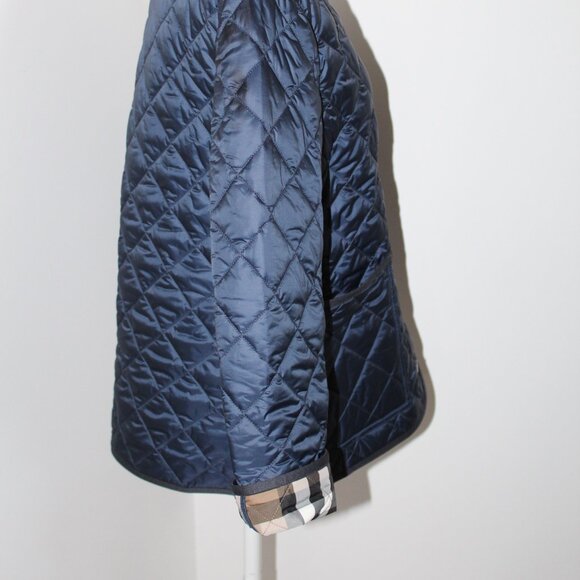 NWT Burberry Dalry Navy Quilted Nova Check Plaid Lined Snap Front Jacket Coat M - Picture 12 of 12